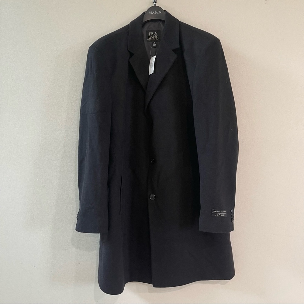 Jos. A. Bank Executive Collection Mens Black Overcoat 46L J020604 70FN46L01 NEW